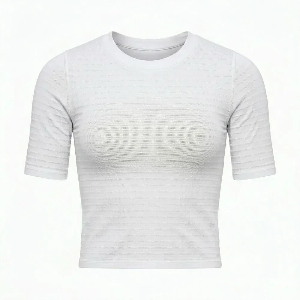 #890. CALIA Pure White Seamless Crop Elbow Tee